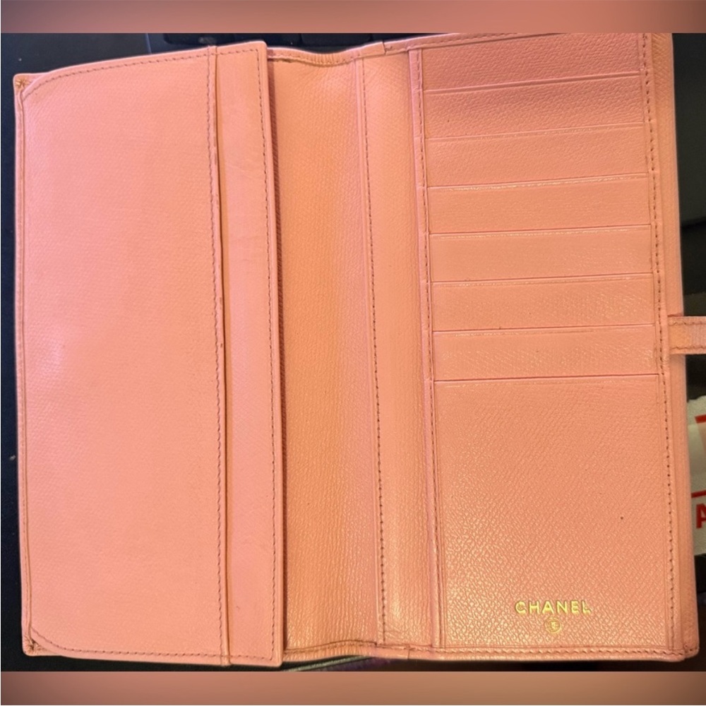 Chanel Pink Grained Calfskin CC Button Long Wallet - Picture 4 of 10
